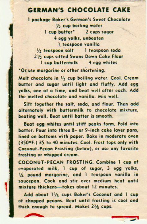 German Chocolate cake's recipe by Samuel German was a big hit once it got published in 1957. creamytowel.com
